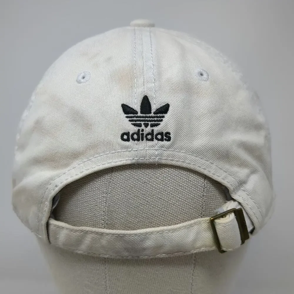 Adidas Baseball Cap White One Size Trefoil Logo Slideback Cotton Embroidered Hat